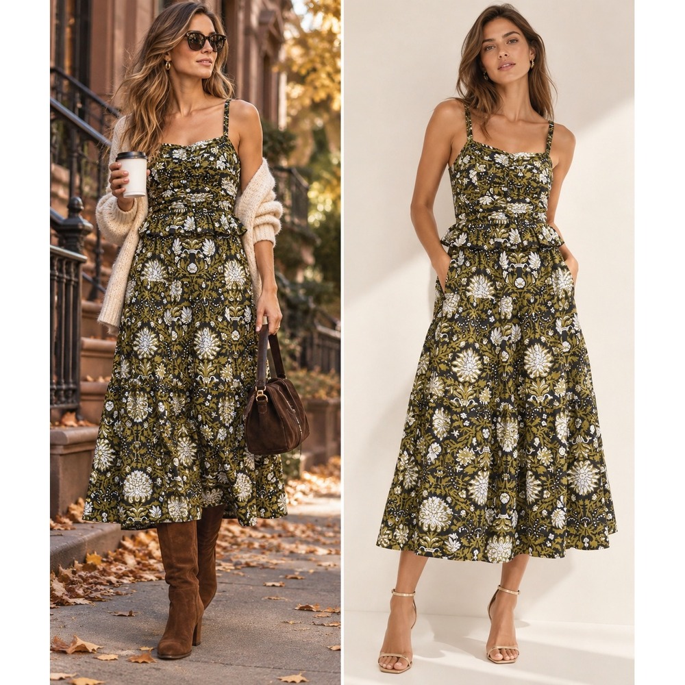 NWT Tuckernuck Hyacinth House Black Olive Fall Boho Maxi Dress (MSRP: $228) XL